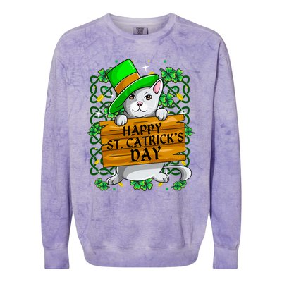 St Patricks Day Happy St Catricks Cat Shenanigans Gift Colorblast Crewneck Sweatshirt