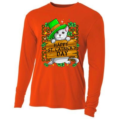 St Patricks Day Happy St Catricks Cat Shenanigans Gift Cooling Performance Long Sleeve Crew