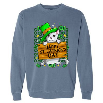 St Patricks Day Happy St Catricks Cat Shenanigans Gift Garment-Dyed Sweatshirt