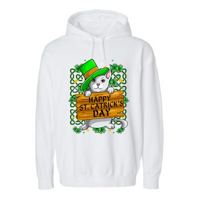 St Patricks Day Happy St Catricks Cat Shenanigans Gift Garment-Dyed Fleece Hoodie