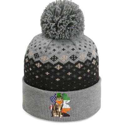 St Patricks Day Irish American Flag Maine Coon Cat Meaningful Gift The Baniff Cuffed Pom Beanie