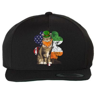 St Patricks Day Irish American Flag Maine Coon Cat Meaningful Gift Wool Snapback Cap