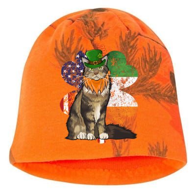 St Patricks Day Irish American Flag Maine Coon Cat Meaningful Gift Kati - Camo Knit Beanie