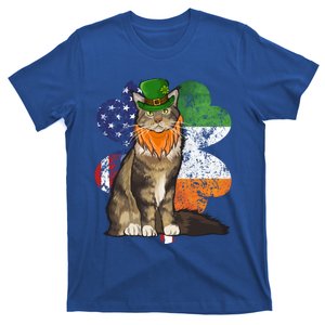 St Patricks Day Irish American Flag Maine Coon Cat Meaningful Gift T-Shirt