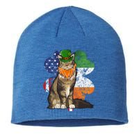 St Patricks Day Irish American Flag Maine Coon Cat Meaningful Gift Sustainable Beanie