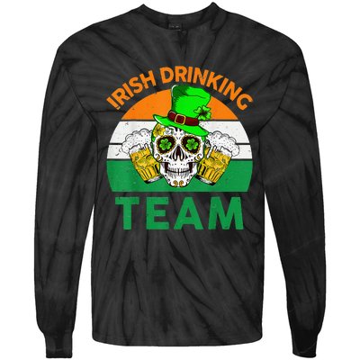 St Patricks Day Irish Drinking Team Funny Tie-Dye Long Sleeve Shirt