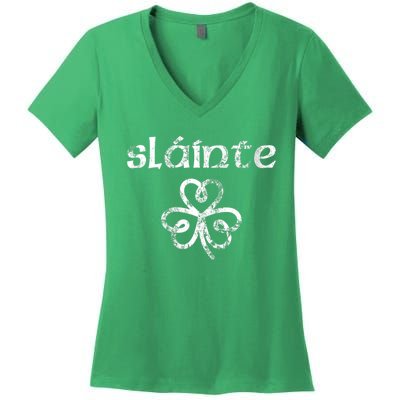 St Patricks Day, Slainte, Funny St Patricks Day Women's V-Neck T-Shirt