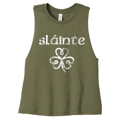 St Patricks Day, Slainte, Funny St Patricks Day Women's Racerback Cropped Tank