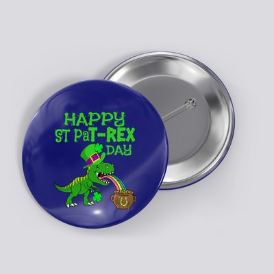 St Patricks Day Dino Trex Saint Patrex Gift Button