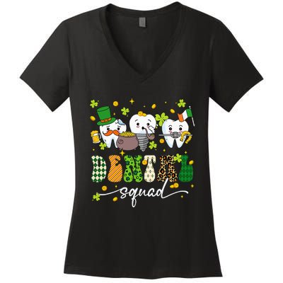 St Patrick Day Dental Squad Saint Paddys Teeth Irish Dentist Women's V-Neck T-Shirt