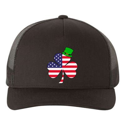 St Patricks Day | Irish American Flag Shamrock Yupoong Adult 5-Panel Trucker Hat