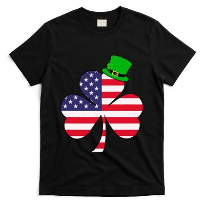 St Patricks Day | Irish American Flag Shamrock T-Shirt