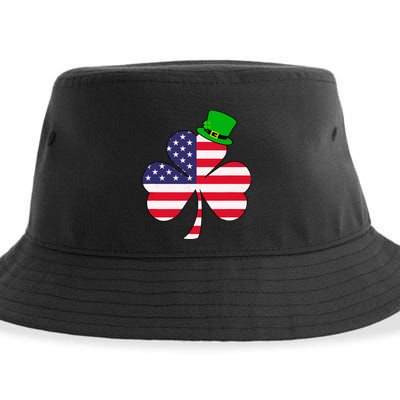 St Patricks Day | Irish American Flag Shamrock Sustainable Bucket Hat