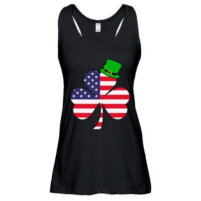 St Patricks Day | Irish American Flag Shamrock Ladies Essential Flowy Tank