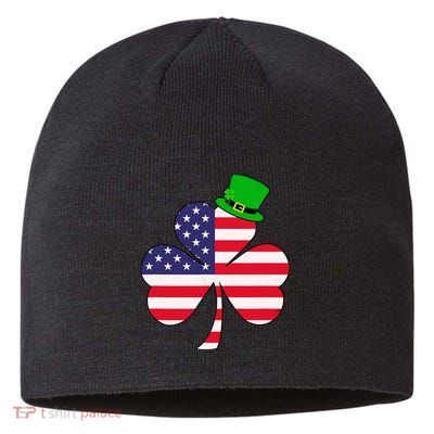 St Patricks Day | Irish American Flag Shamrock Sustainable Beanie