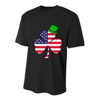 St Patricks Day | Irish American Flag Shamrock Youth Performance Sprint T-Shirt