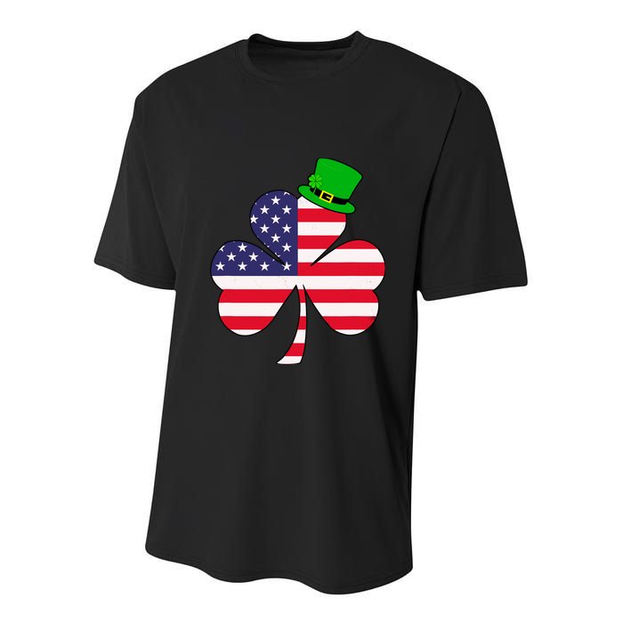 St Patricks Day | Irish American Flag Shamrock Youth Performance Sprint T-Shirt