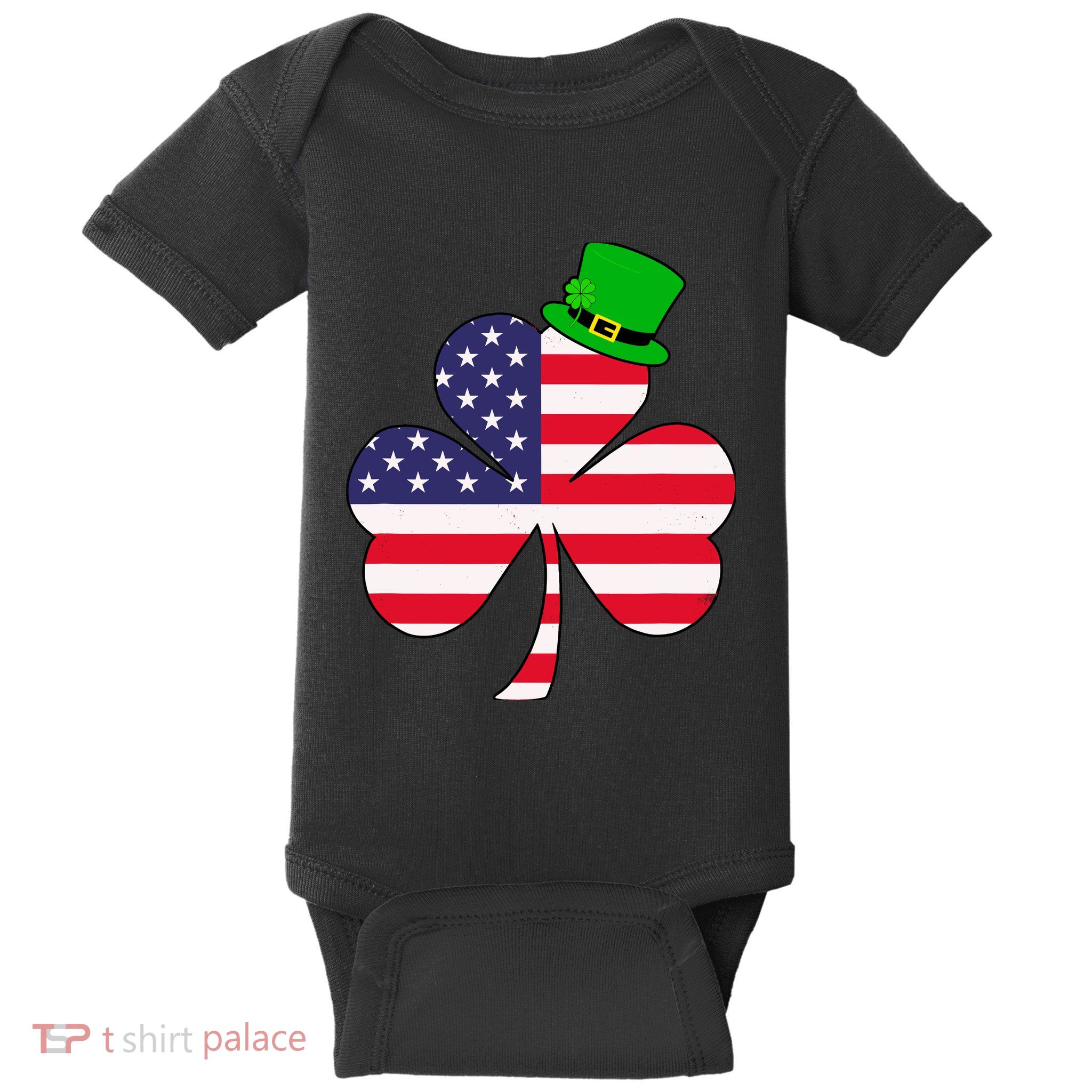 St Patricks Day | Irish American Flag Shamrock Baby Bodysuit