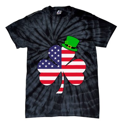 St Patricks Day | Irish American Flag Shamrock Tie-Dye T-Shirt