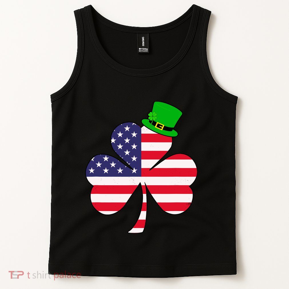 St Patricks Day | Irish American Flag Shamrock Tank Top