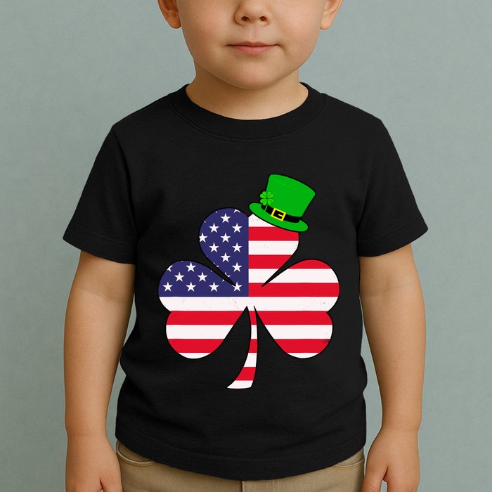 St Patricks Day | Irish American Flag Shamrock Toddler T-Shirt