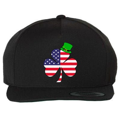 St Patricks Day | Irish American Flag Shamrock Wool Snapback Cap