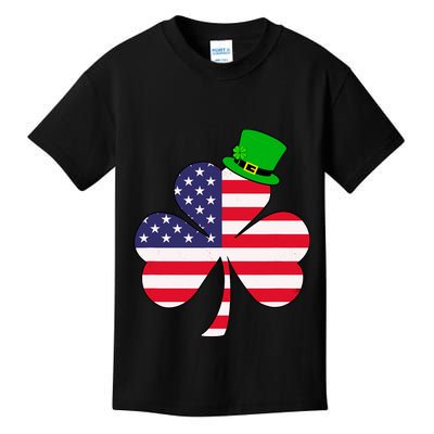 St Patricks Day | Irish American Flag Shamrock Kids T-Shirt