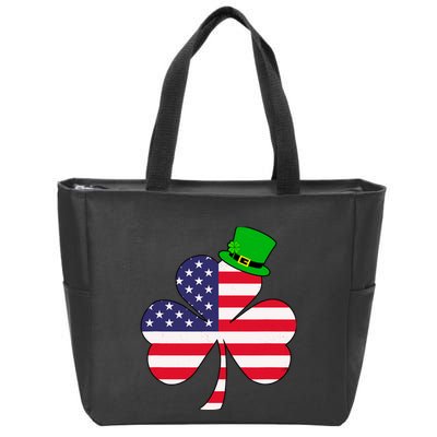St Patricks Day | Irish American Flag Shamrock Zip Tote Bag