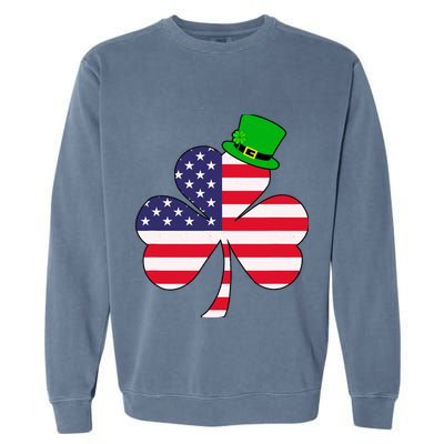 St Patricks Day | Irish American Flag Shamrock Garment-Dyed Sweatshirt