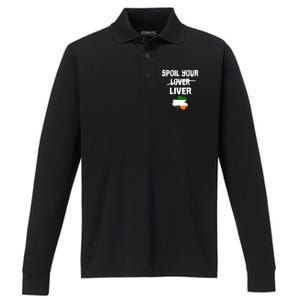 St Patricks Day Liver Joke Ing Irish Flag Humor Gift Performance Long Sleeve Polo