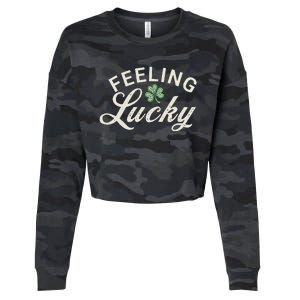 St. PatrickS Day Feeling Lucky Shamrock Cropped Pullover Crew