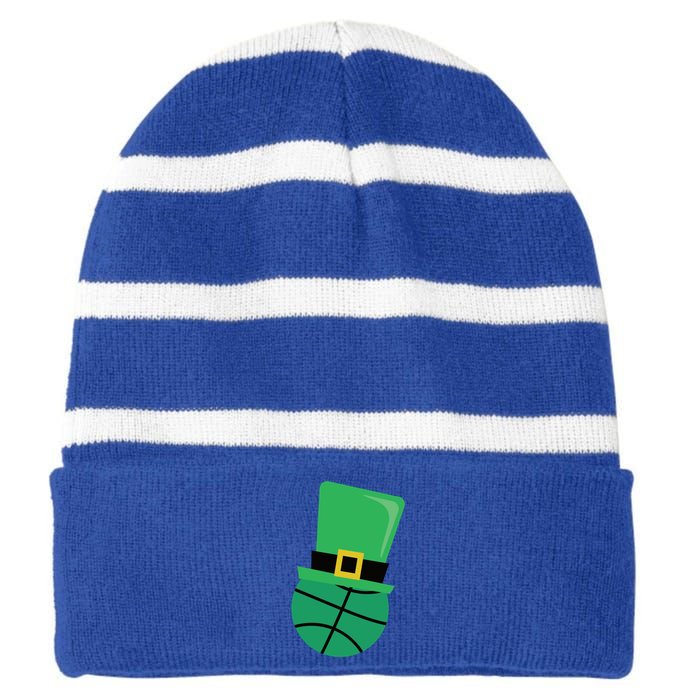 St Patrick's Day Cool Gift Basketball Leprechaun Hagift Striped Beanie with Solid Band