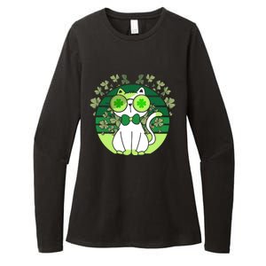 St Patricks Day Lucky Clover Cat Lover Leprechaun Cat Gift Womens CVC Long Sleeve Shirt