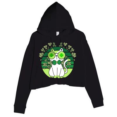 St Patricks Day Lucky Clover Cat Lover Leprechaun Cat Gift Crop Fleece Hoodie