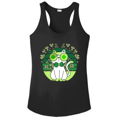 St Patricks Day Lucky Clover Cat Lover Leprechaun Cat Gift Ladies PosiCharge Competitor Racerback Tank