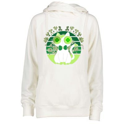 St Patricks Day Lucky Clover Cat Lover Leprechaun Cat Gift Womens Funnel Neck Pullover Hood