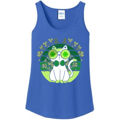 St Patricks Day Lucky Clover Cat Lover Leprechaun Cat Gift Ladies Essential Tank