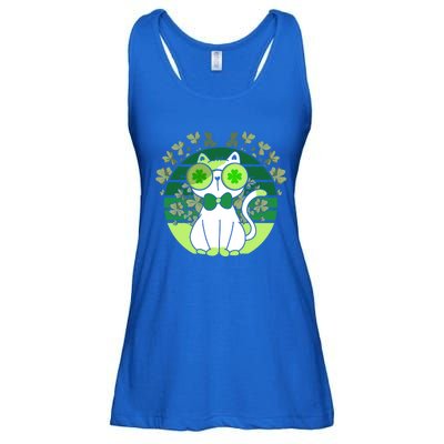 St Patricks Day Lucky Clover Cat Lover Leprechaun Cat Gift Ladies Essential Flowy Tank