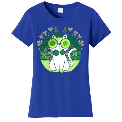 St Patricks Day Lucky Clover Cat Lover Leprechaun Cat Gift Women's T-Shirt