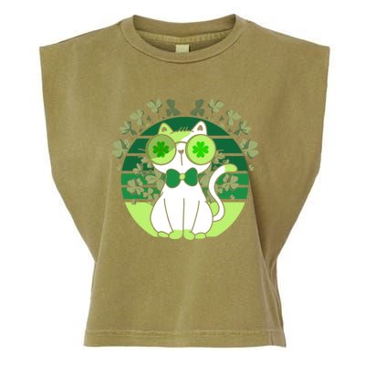 St Patricks Day Lucky Clover Cat Lover Leprechaun Cat Gift Garment-Dyed Women's Muscle Tee