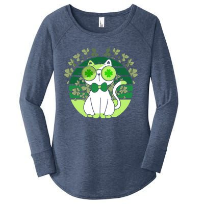 St Patricks Day Lucky Clover Cat Lover Leprechaun Cat Gift Women's Perfect Tri Tunic Long Sleeve Shirt