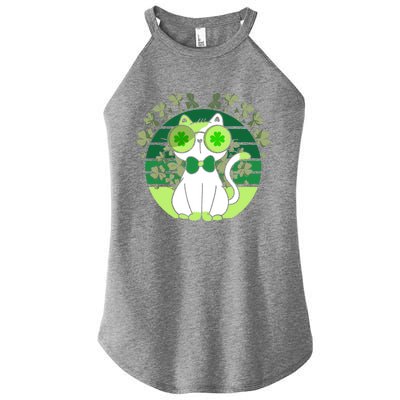 St Patricks Day Lucky Clover Cat Lover Leprechaun Cat Gift Women's Perfect Tri Rocker Tank