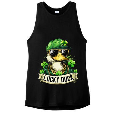 St Patricks Day Lucky Duck Saint Paddys Day Ladies PosiCharge Tri-Blend Wicking Tank