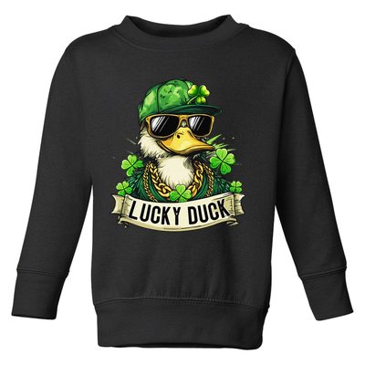 St Patricks Day Lucky Duck Saint Paddys Day Toddler Sweatshirt