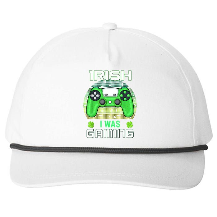 St Patricks Day Gamer Shamrock Irish I Was Gaming Snapback Five-Panel Rope Hat