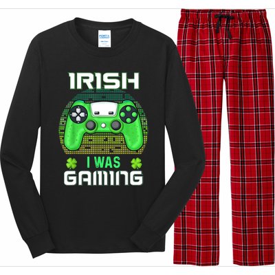 St Patricks Day Gamer Shamrock Irish I Was Gaming Long Sleeve Pajama Set