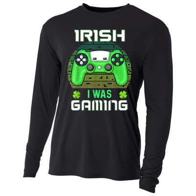 St Patricks Day Gamer Shamrock Irish I Was Gaming Cooling Performance Long Sleeve Crew