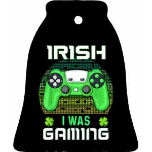 St Patricks Day Gamer Shamrock Irish I Was Gaming Ceramic Bell Ornament