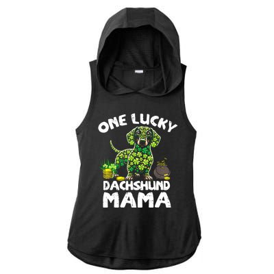 St Patrick Day Dog Lover One Lucky Dachshund Mama Irish Shamrock Gift Ladies PosiCharge Tri-Blend Wicking Draft Hoodie Tank