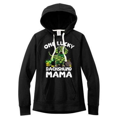 St Patrick Day Dog Lover One Lucky Dachshund Mama Irish Shamrock Gift Women's Fleece Hoodie